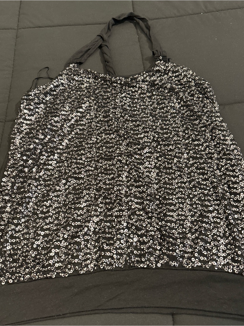 Express Black Sequin Halter Cami